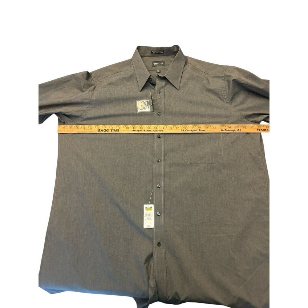 Alexander Lloyd Mens Shirt 18.5 35/36 Dark Gray Long Sleeve Casual Male Big Tall - Picture 4 of 10